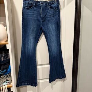 Elegant Dark Blue Flare Jeans